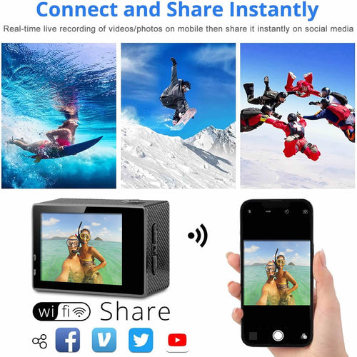 4K Waterproof Action Camera with WiFi & Wrist Remote”