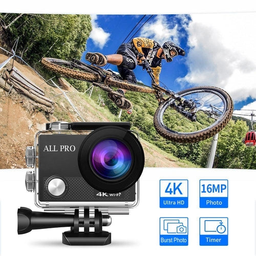 4K Waterproof Action Camera with WiFi & Wrist Remote”
